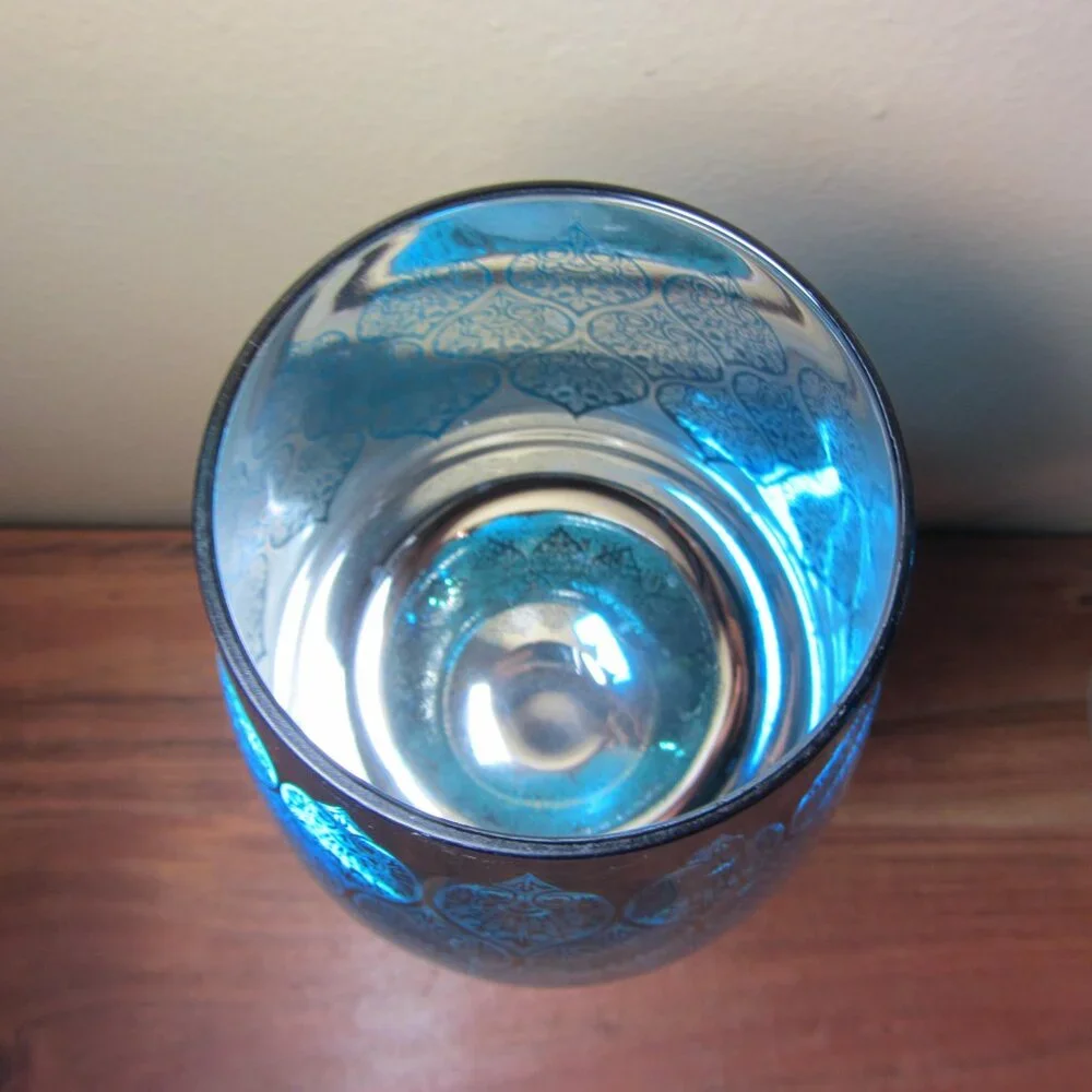 28 oz Z. Gallerie Puccini goblet wine glass peacock blue NWT (W5026)